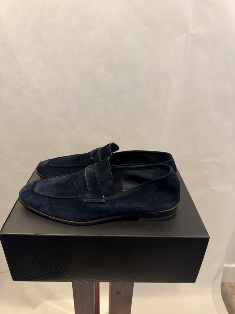 Zegna L’ Asola Navy Suede Loafers